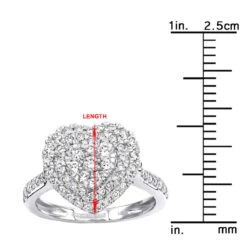 1 Carat Diamond Ring For Women Heart Design 14K Yellow Gold -Borcely Jewelry Sales 1 carat diamond ring for women heart design 14k yellow rose white gold rulerwh