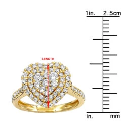 1 Carat Diamond Ring For Women Heart Design 14K Yellow Gold -Borcely Jewelry Sales 1 carat diamond ring for women heart design 14k yellow rose white gold rulerye