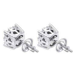 1 Carat Round Halo Diamond Cluster Stud Earrings 14K White Gold By Luxurman -Borcely Jewelry Sales 1 carat round halo diamond cluster stud earrings in 14k gold by luxurman backwh 1