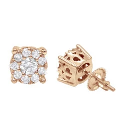 1 Carat Round Halo Diamond Cluster Stud Earrings 14K White Gold By Luxurman -Borcely Jewelry Sales 1 carat round halo diamond cluster stud earrings in 14k gold by luxurman ro 1