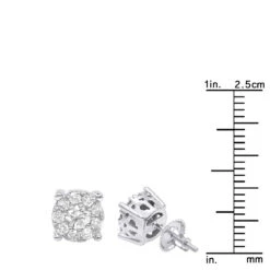 1 Carat Round Halo Diamond Cluster Stud Earrings 14K White Gold By Luxurman -Borcely Jewelry Sales 1 carat round halo diamond cluster stud earrings in 14k gold by luxurman rulerwh 1