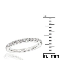 1 Carat Slim Diamond Platinum Wedding Band For Women By Luxurman Stackable -Borcely Jewelry Sales 1 carat slim diamond platinum wedding band for women by luxurman stackable ruler