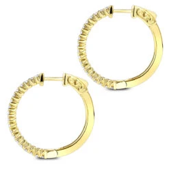 1 Inch Diamond Hoop Earrings 0.86ct 14K Yellow Gold -Borcely Jewelry Sales 1 inch diamond hoop earrings 086ct 14k p 44581 backye