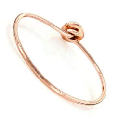 Ladies Pave Diamond Ball Bangle Bracelet 1 Ct 10K Rose Gold -Borcely Jewelry Sales 100238backro backro