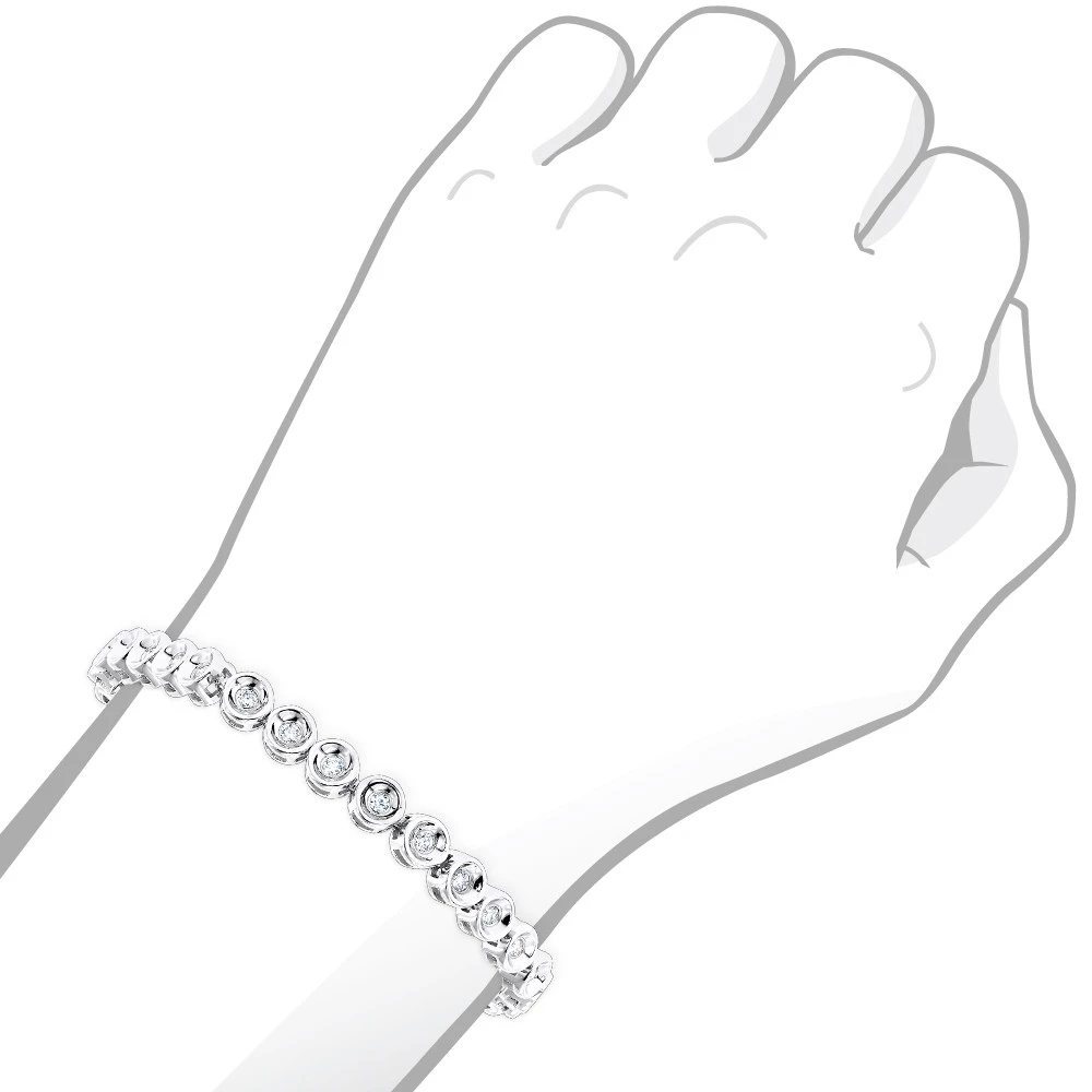 10K White Gold Bezel Set Round Diamond Tennis Bracelet 1.65ct By Luxurman 4 10K White Gold Bezel Set Round Diamond Tennis Bracelet 1.65ct By Luxurman - Image 4