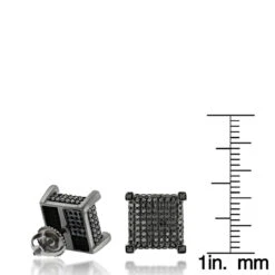 10K Black Plated Gold Black Diamond Earrings Studs 1.31ct -Borcely Jewelry Sales 10k gold black diamond earrings 113ct rulerbl