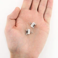 10K White Gold White Black Diamond Earrings 1.21ct -Borcely Jewelry Sales 10k gold white black diamond earrings 121ct 3 1