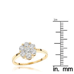 14K Yellow Gold 7 Stone 1 Carat Diamond Cluster Ring For Women By Luxurman -Borcely Jewelry Sales 14k 7 stone diamond cluster ring 110ct p 22510 rulerye