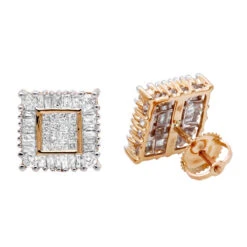 14K Yellow Gold Baguette Princess & Round Diamond Earrings 1.01ct 7 14K Yellow Gold Baguette Princess & Round Diamond Earrings 1.01ct -Borcely Jewelry Sales 14k baguette princess round diamond earrings 101ct p 88 ro