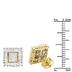 14K Yellow Gold Baguette Princess & Round Diamond Earrings 1.01ct 9 14K Yellow Gold Baguette Princess & Round Diamond Earrings 1.01ct -Borcely Jewelry Sales 14k baguette princess round diamond earrings 101ct p 88 rulerye