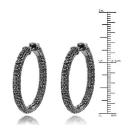 14K Black Plated Gold Black Diamond Hoop Earrings 5.91ct 13 14K Black Plated Gold Black Diamond Hoop Earrings 5.91ct -Borcely Jewelry Sales 14k black diamond hoop earrings 591ct p 35683 rulerbl