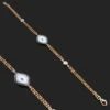 14K Rose Gold Diamond And Blue Sapphire Evil Eye Bracelet .14ct