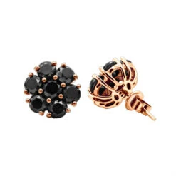14K Black Plated Gold Cluster Black Diamond Stud Earrings 4.32ct -Borcely Jewelry Sales 14k cluster black diamond stud earrings 432ct p 35681 ro