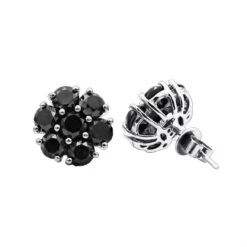 14K Black Plated Gold Cluster Black Diamond Stud Earrings 4.32ct -Borcely Jewelry Sales 14k cluster black diamond stud earrings 432ct p 35681 wh