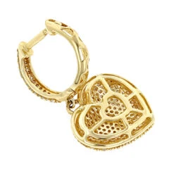 14K Yellow Gold Dangle Diamond Heart Earrings For Women 1.5ct -Borcely Jewelry Sales 14k dangle diamond heart earrings 195ct p 22378 backye