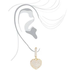 14K Yellow Gold Dangle Diamond Heart Earrings For Women 1.5ct -Borcely Jewelry Sales 14k dangle diamond heart earrings 195ct p 22378 bodye