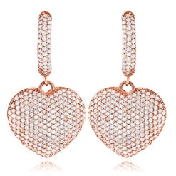 14K Yellow Gold Dangle Diamond Heart Earrings For Women 1.5ct -Borcely Jewelry Sales 14k dangle diamond heart earrings 195ct p 22378 ro