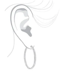 14K White Gold Dazzling 2 Inch Diamond Hoop Earrings Inside Out 7ct -Borcely Jewelry Sales 14k dazzling diamond hoop earrings inside out 690ct p 6420 bodwh