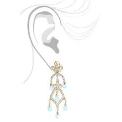14K Yellow Gold Diamond Chandelier Earrings Blue Topaz 0.55ct -Borcely Jewelry Sales 14k diamond chandelier earrings blue topaz 055ct p 22335 bodye