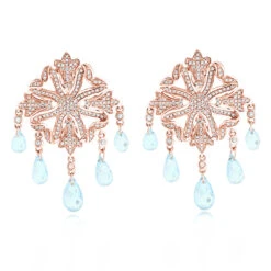 14K White Gold Diamond Chandelier Earrings Blue Topaz 0.64ct -Borcely Jewelry Sales 14k diamond chandelier earrings blue topaz 064ct p 22366 ro