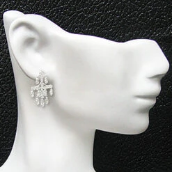 14K White Gold Diamond Chandelier Earrings Flower Motif 0.71ct -Borcely Jewelry Sales 14k diamond chandelier earrings flower motif 071ct p 22333bod