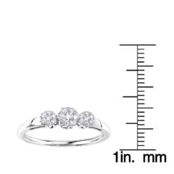 Thin 14K White Gold Diamond Cluster For Women Ring Past Present Future 0.25ct -Borcely Jewelry Sales 14k diamond cluster ring past present future 030ct p 58 rulerwh