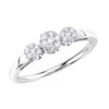 Thin 14K White Gold Diamond Cluster For Women Ring Past Present Future 0.25ct