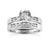 14K White Gold Diamond Designer Engagement Ring Set 0.80ct