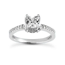 14K White Gold Diamond Engagement Ring 0.88ct