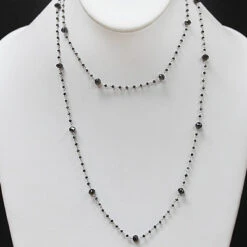 14K White Gold Faceted Black Diamond Bead Necklace Chain 25.25ct 16 14K White Gold Faceted Black Diamond Bead Necklace Chain 25.25ct -Borcely Jewelry Sales 14k faceted black diamond bead necklace chain 2525ct p 22559bod