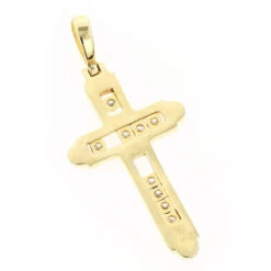 14K Yellow Gold Floating Diamond Cross Pendant LUCCELLO Monte Carlo -Borcely Jewelry Sales 14k floating diamond cross pendant luccello monte carlo p 6576 backye