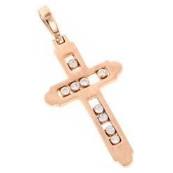 14K Yellow Gold Floating Diamond Cross Pendant LUCCELLO Monte Carlo -Borcely Jewelry Sales 14k floating diamond cross pendant luccello monte carlo p 6576 ro