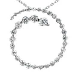 14K White Gold 33 Stone Diamond Journey Necklace 1.50ct