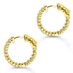 14K Yellow Gold 3/4in Inside Out Yellow Diamond Hoop Earrings 1 Carat By Luxurman 9 14K Yellow Gold 3/4in Inside Out Yellow Diamond Hoop Earrings 1 Carat By Luxurman -Borcely Jewelry Sales 14k gold 34in inside out yellow diamond hoop earrings 1 carat by luxurman backye