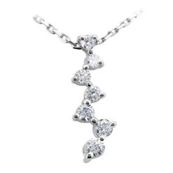 14K White Gold 7 Stone Diamond Journey Necklace 0.50ct