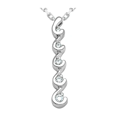 14K White Gold Designer 5 Stone Diamond Journey Necklace 0.75ct 1 14K White Gold Designer 5 Stone Diamond Journey Necklace 0.75ct
