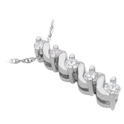 14K White Gold 5 Stone Diamond Journey Pendant 0.33ct -Borcely Jewelry Sales 14k gold 5 stone diamond journey pendant 033ct p 28039 back white 20220426