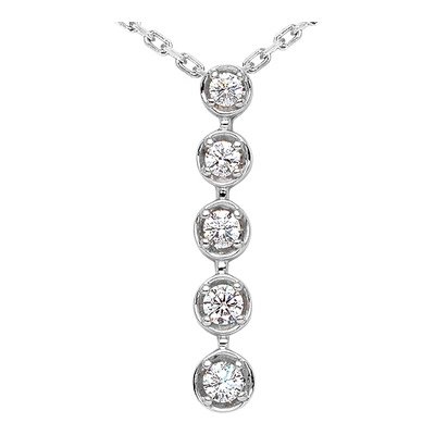 14K White Gold 5 Stone 4 Prong Set Diamond Journey Pendant 0.50ct 1 14K White Gold 5 Stone 4 Prong Set Diamond Journey Pendant 0.50ct