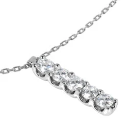 14K White Gold Designer 5 Stone Diamond Journey Pendant 0.75ct 9 14K White Gold Designer 5 Stone Diamond Journey Pendant 0.75ct -Borcely Jewelry Sales 14k gold 5 stone diamond journey pendant 075ct p 28021 back white 20220426