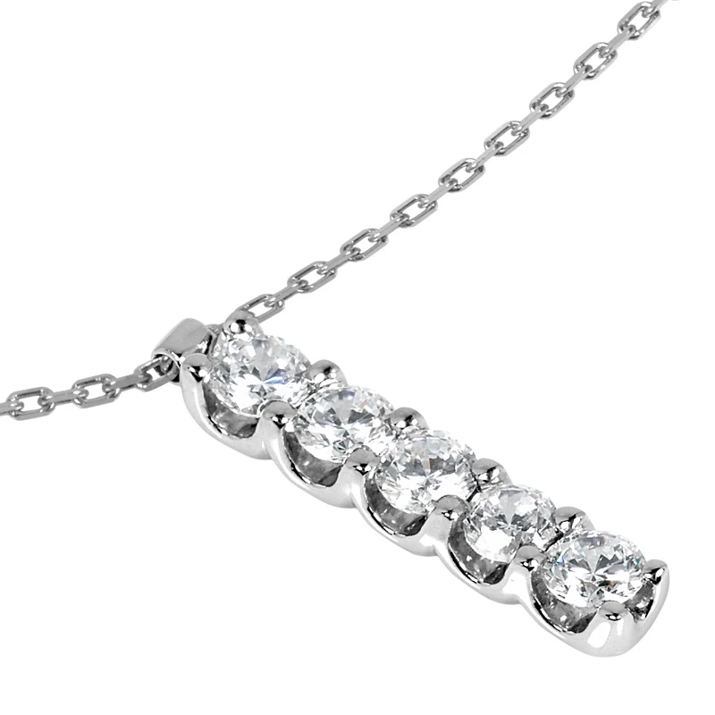 14K White Gold Designer 5 Stone Diamond Journey Pendant 0.75ct 4 14K White Gold Designer 5 Stone Diamond Journey Pendant 0.75ct - Image 4