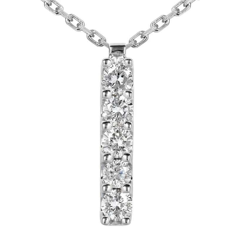 14K White Gold Designer 5 Stone Diamond Journey Pendant 0.75ct 1 14K White Gold Designer 5 Stone Diamond Journey Pendant 0.75ct