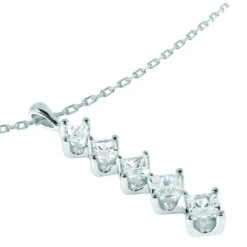 14K White Gold 5 Stone Diamond Journey Pendant For Women 1.08ct -Borcely Jewelry Sales 14k gold 5 stone diamond journey pendant 108ct p 28134 additional white