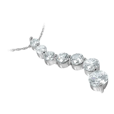 14K White Gold 7 Stone Diamond Journey Necklace 3ct 2 14K White Gold 7 Stone Diamond Journey Necklace 3ct - Image 2