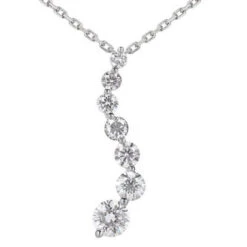 14K White Gold 7 Stone Diamond Journey Necklace 3ct