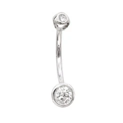 14K White Gold Diamond Belly Button Peircing Ring 0.66ct