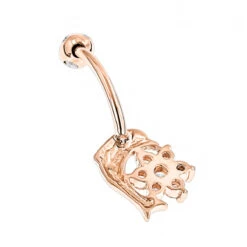 14K Rose Gold Diamond 0.42ct Dolphin Belly Button Ring -Borcely Jewelry Sales 14k gold and diamond body jewelry piece 035ct p 5868 backro