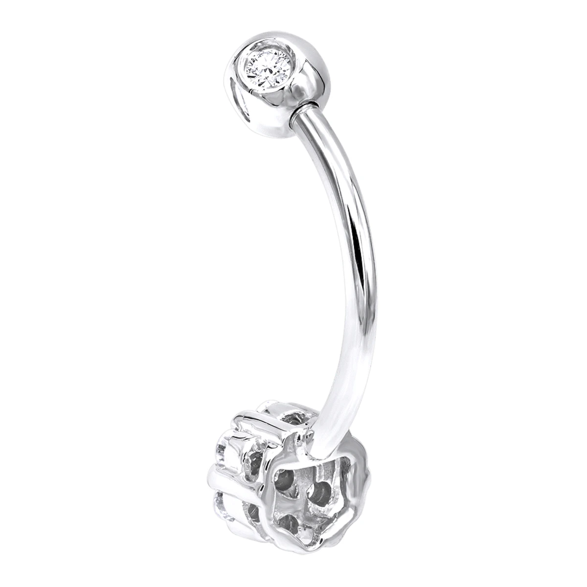14K White Gold Belly Button Ring With Diamonds 0.5ct 4 14K White Gold Belly Button Ring With Diamonds 0.5ct - Image 4