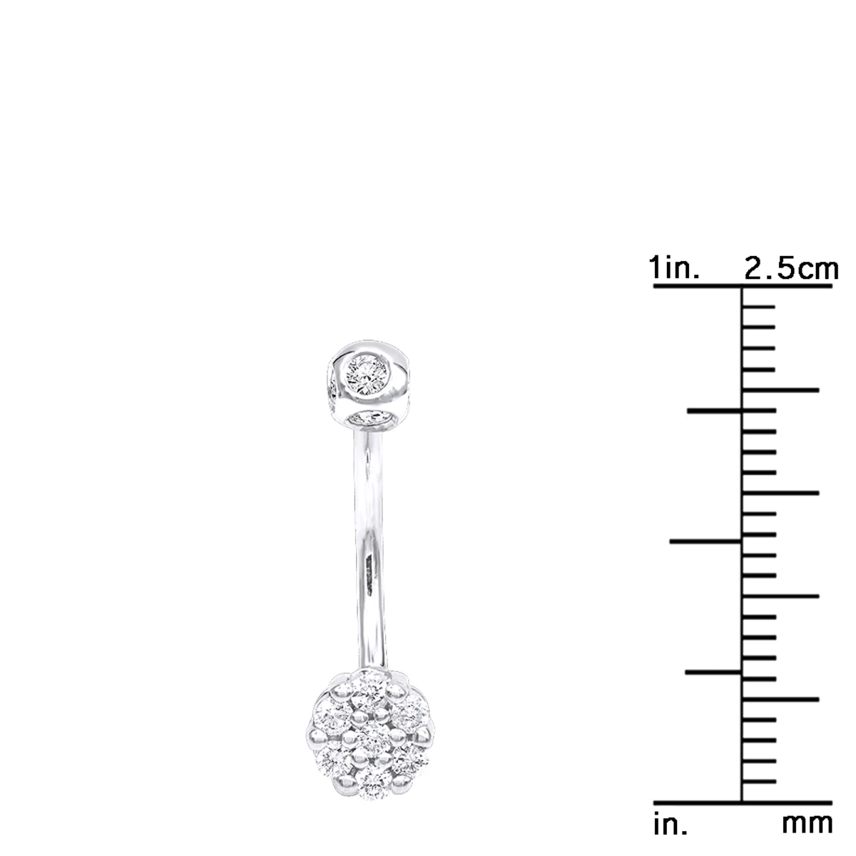 14K White Gold Belly Button Ring With Diamonds 0.5ct 5 14K White Gold Belly Button Ring With Diamonds 0.5ct - Image 5