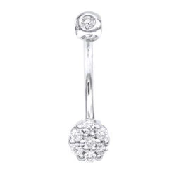 14K White Gold Belly Button Ring With Diamonds 0.5ct