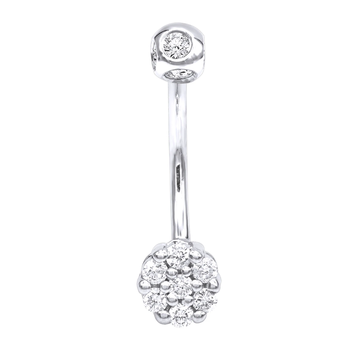 14K White Gold Belly Button Ring With Diamonds 0.5ct 1 14K White Gold Belly Button Ring With Diamonds 0.5ct